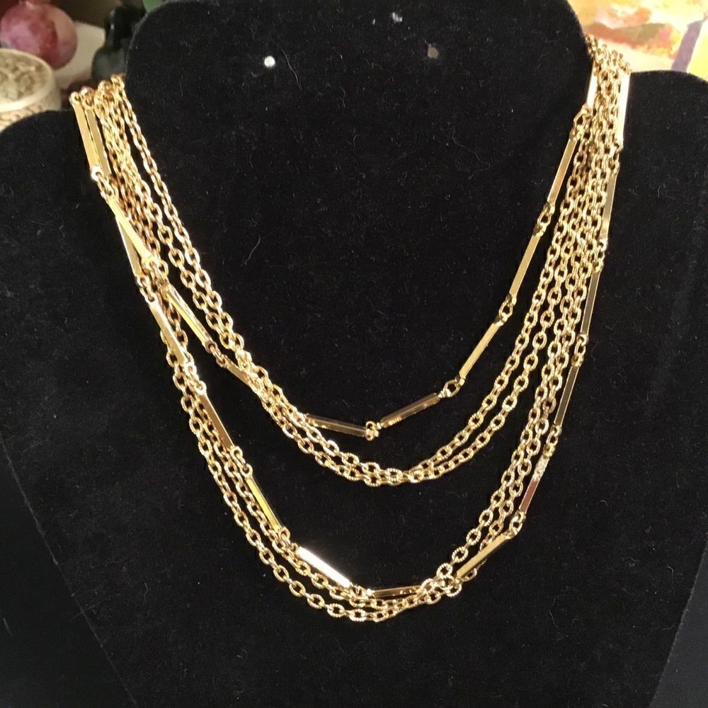Goltone 3 Strand Necklace - Picture 2 of 5